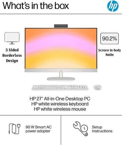 HP All-in-One Computer ، 27 '' FHD Touchnen ، Windows 11 Pro ، Intel 12-Core Ultra 7 155U (Beats I7-1355U) ، Wi-Fi 6 ، Bluetooth ، ارتفاع قابل للتعديل ، مضاد للوحد (64 جيجا بايت رام | in Saudi Arabia