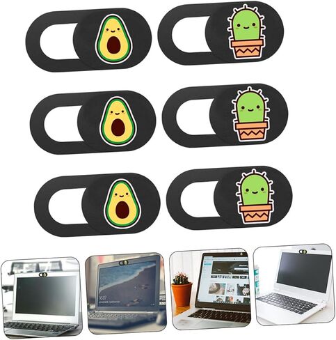 شريحة غلاف كاميرا ويب Homoyoyo لجهاز الكمبيوتر المحمول 6pcs لاصق الغلاف Avocado Cactus تصميم سهلة تثبيت كاميرا ويب للخصوصية in Saudi Arabia