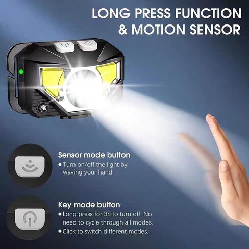 مصابيح الأمامية ، 2 عبوة قابلة للشحن ، مصباح يدوي Superlight ، 1200 مصباح أمامي LUMEN LED LED مع الضوء الأبيض والأحمر ، مستشعر حركة مقاوم للماء ، 8 أوضاع للمشي لمسافات طويلة ، الصيد ، التخييم ، الجري ، الجري in Kuwait