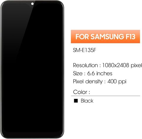 for Samsung Galaxy F13 Screen Replacement for Samsung F13 LCD Display SM-E135F SM-E135F/DS LCD Digitizer Touch Screen Assembly Repair Part with Frame in Saudi Arabia