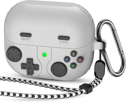 Compatible with Samsung Galaxy Buds 3 FE (2025) / Buds 3 Pro (2024) / Buds 3 Case (2024), Game Player Design Shockproof Protective Case Cover with Carabiner and Lanyard (Dark Gray) in Kuwait