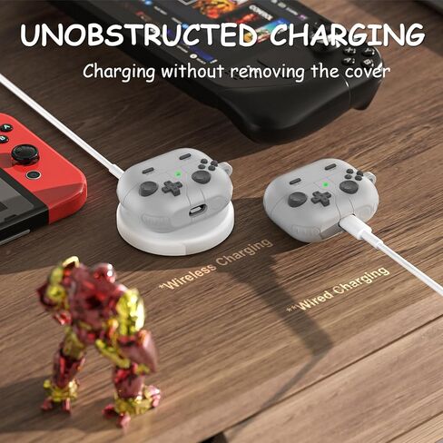 Compatible with Samsung Galaxy Buds 3 FE (2025) / Buds 3 Pro (2024) / Buds 3 Case (2024), Game Player Design Shockproof Protective Case Cover with Carabiner and Lanyard (Dark Gray) in Kuwait