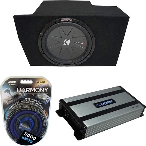 Ammarony Audio متوافق مع 2005-2014 Ford Mustang Coupe Kicker Bundle Compr CWR10 Single 10 "Sub Box lebromge & Harmony HA-A800.1 AMP in Saudi Arabia