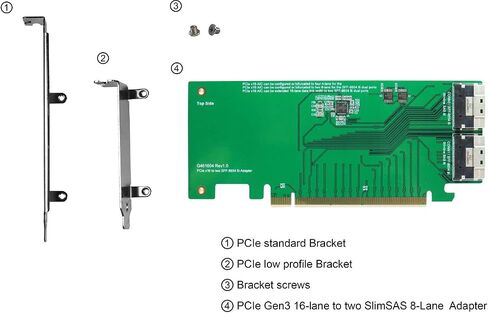 كابلات micro sata | PCIE Gen3 16 حارة إلى Slimline SAS (SFF-8654) محول 8i-دعم رباعي NVME SSD مع قدرات التشعب والتمديد in Kuwait