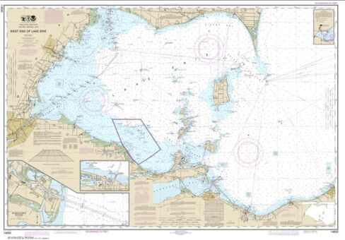 NOAA Chart 14830-West End of Lake Erie ؛ ميناء بورت كلينتون مونرو ميناء لورين إلى نهر ديترويت ؛ الحشرات من قبل East View Geospatial in Kuwait