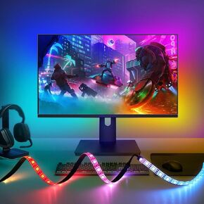 Monitor Backlight for PC, 6.5ft LED Strip Sync to 32 Inch Screen, Gaming Lights for Monitors with Color Matching, Lighting for Games/Movies/Music in Kuwait