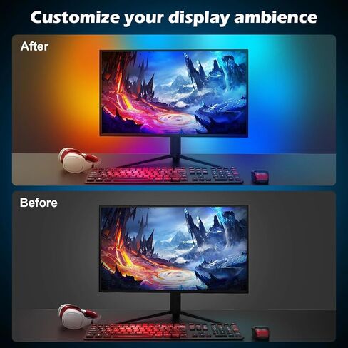 مراقبة الإضاءة الخلفية للكمبيوتر الشخصي ، مزامنة الشريط LED 6.5 قدم إلى شاشة 32 بوصة ، وأضواء ألعاب للشاشات مع مطابقة الألوان ، والإضاءة للألعاب/الأفلام/الموسيقى in Kuwait