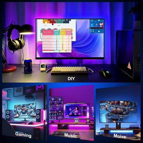 مراقبة الإضاءة الخلفية للكمبيوتر الشخصي ، مزامنة الشريط LED 6.5 قدم إلى شاشة 32 بوصة ، وأضواء ألعاب للشاشات مع مطابقة الألوان ، والإضاءة للألعاب/الأفلام/الموسيقى in Kuwait