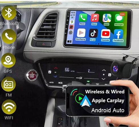 9 بوصة Android 13 Stereo للسيارة لـ Honda Vezel HR-V 2014-2019 IPS Touch Screen Double DIN CAR AUDIO SENVIEVER W/اللاسلكي CARPLAY Android Auto GPS MAVIGINE in Kuwait