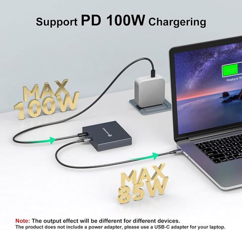 USB C to HDMI + 2 DisplayPort Adapter 3 Serwitors 4K60Hz DP HDMI SPLITTER 1 في 3 OUT للعرض الممتد مع شحن PD 100W ، التوصيل والتشغيل ، متوافق مع الكمبيوتر المحمول ، الكمبيوتر ، بطاقة USB-C in Kuwait