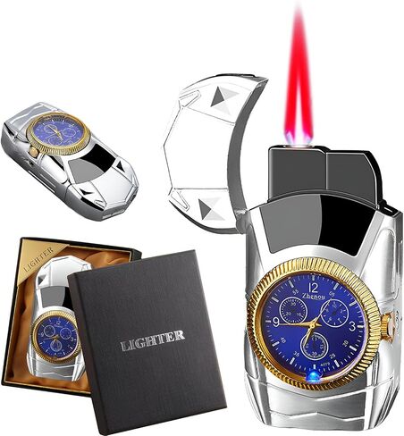 Cool Lighter, Creative Sports Car-Shaped Lighters with Jet Windproof Red Flame, Novelty Jet Flame Torch Lighter, Refillable Butane Lighters for Mens Husband Outdoor Indoor(Without Butanes)-Black in Saudi Arabia