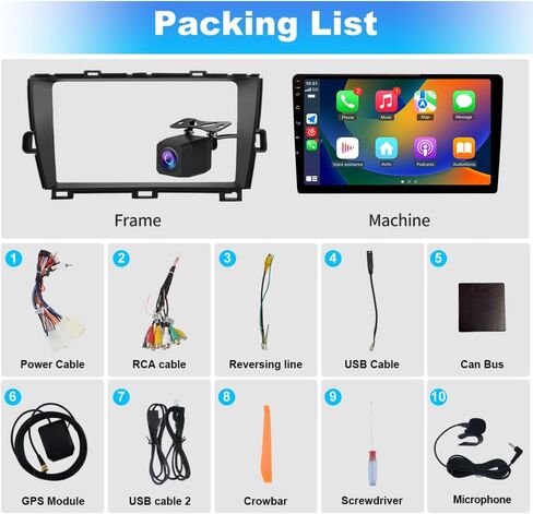 9 بوصة الراديو اللاسلكي Carplay Android Auto ل Toyota Prius 2010-2015 ، Android 13 Stereo مع كاميرا FM BT GPS SWC الاحتياطية (2+32 جيجابايت) in Kuwait