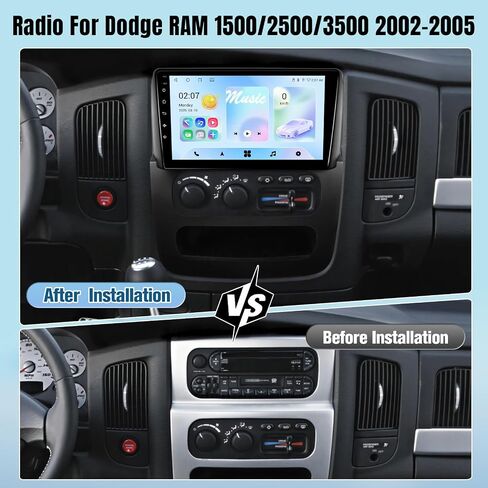 Radio for Dodge RAM 1500 2500 3500 2002 2003 2004 ، 9 inch touch screen sterod android stereo with Carplay Android Auto Bluetooth ، WiFi ، GPS ، AHD Backup Camera+MIC in Kuwait