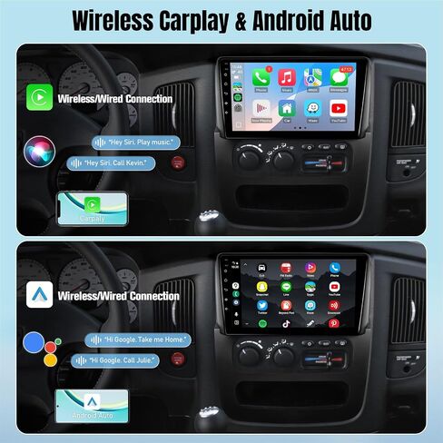 Radio for Dodge RAM 1500 2500 3500 2002 2003 2004 ، 9 inch touch screen sterod android stereo with Carplay Android Auto Bluetooth ، WiFi ، GPS ، AHD Backup Camera+MIC in Kuwait