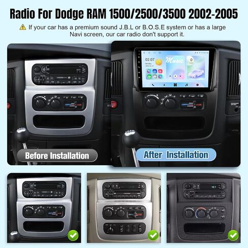 Radio for Dodge RAM 1500 2500 3500 2002 2003 2004 ، 9 inch touch screen sterod android stereo with Carplay Android Auto Bluetooth ، WiFi ، GPS ، AHD Backup Camera+MIC in Kuwait