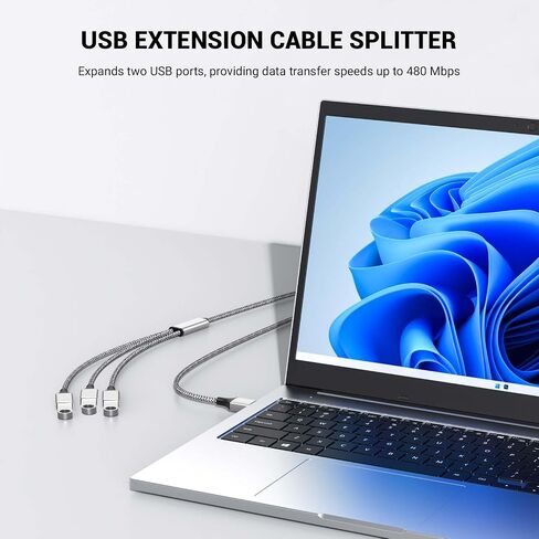USB y Splitter 1 in 3 Out (1ft/30cm) ، usb male to 3 cable for pc/macbook/macbook/keyboard/ps4/ps5/flash drive/etc. (Black) in Kuwait