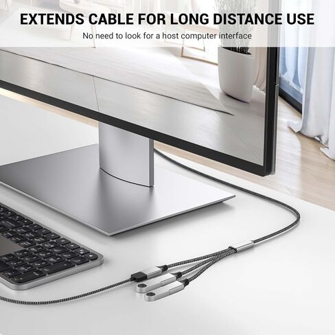 USB y Splitter 1 in 3 Out (1ft/30cm) ، usb male to 3 cable for pc/macbook/macbook/keyboard/ps4/ps5/flash drive/etc. (Black) in Kuwait