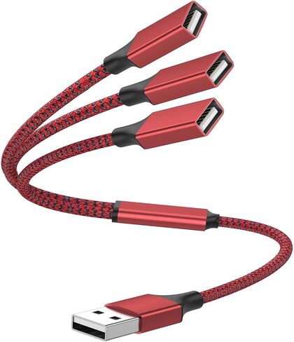 USB y Splitter 1 in 3 Out (1ft/30cm) ، usb male to 3 cable for pc/macbook/macbook/keyboard/ps4/ps5/flash drive/etc. (Black) in Kuwait