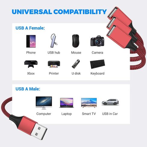 USB y Splitter 1 in 3 Out (1ft/30cm) ، usb male to 3 cable for pc/macbook/macbook/keyboard/ps4/ps5/flash drive/etc. (Black) in Kuwait