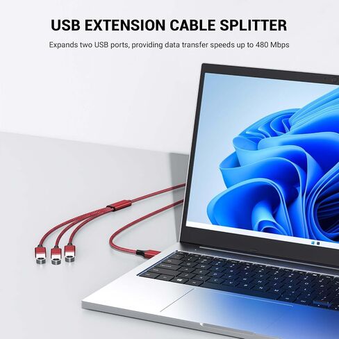 USB y Splitter 1 in 3 Out (1ft/30cm) ، usb male to 3 cable for pc/macbook/macbook/keyboard/ps4/ps5/flash drive/etc. (Black) in Kuwait