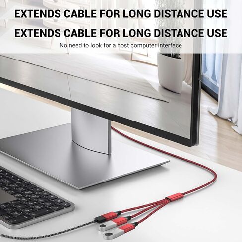 USB y Splitter 1 in 3 Out (1ft/30cm) ، usb male to 3 cable for pc/macbook/macbook/keyboard/ps4/ps5/flash drive/etc. (Black) in Kuwait