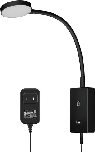 اللمس قابلاً للخلع جدارًا مثبتة على الحائط بجانب القراءة ، مصباح قراءة جدار LED مرن أسود للأسود في غرفة نوم ، إضاءة بيضاء بعرض 120 درجة ، مع منفذ إخراج USB 5V2A in Kuwait