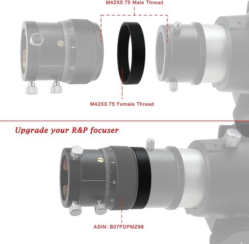 Astromania M48x0.75 (2 "مرشح) أنثى إلى M42*0.75 T / T2 محول تلسكوب الذكور - حزمة مع - M48x0.75 ذكر / m42x1 أنثى إلى M42x0.75 ذكر in Saudi Arabia
