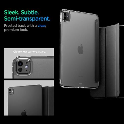 spigen for iPad Pro 11 inch case M4 (2024) ، غطاء طيور من Folio السائل Air Folio مع ظهر شفاف ، أسود in Kuwait