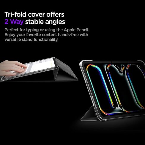 spigen for iPad Pro 11 inch case M4 (2024) ، غطاء طيور من Folio السائل Air Folio مع ظهر شفاف ، أسود in Kuwait