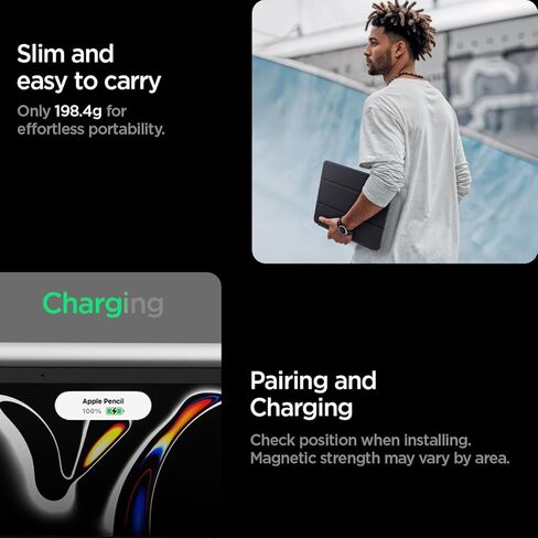 spigen for iPad Pro 11 inch case M4 (2024) ، غطاء طيور من Folio السائل Air Folio مع ظهر شفاف ، أسود in Kuwait