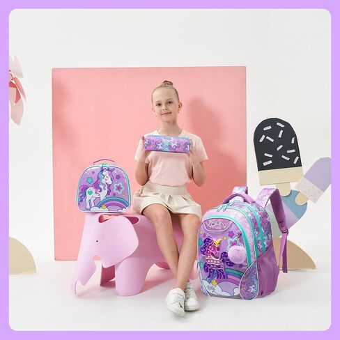 Backpack for Girls Elementary Preschool Kids Lunch Box for School in Kuwait