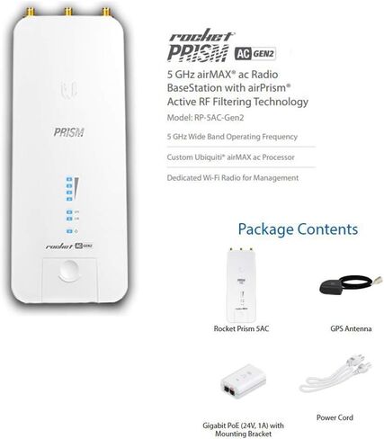 Rocket Prism AC Gen2 RP-5AC-GEN2-US (وحدتان) قاعدي الراديو 5 جيجا هرتز تم تكوينه مسبقًا مع هوائي Airmax Omni Amo-5G13 (وحدتان) 13DBI 5GHZ 360 ° (جاهز للتثبيت) in Kuwait