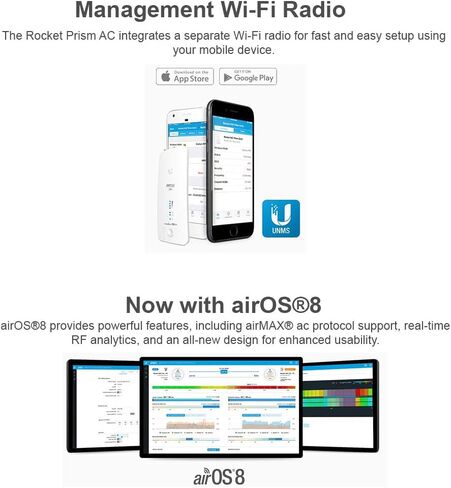 Rocket Prism AC Gen2 RP-5AC-GEN2-US (وحدتان) قاعدي الراديو 5 جيجا هرتز تم تكوينه مسبقًا مع هوائي Airmax Omni Amo-5G13 (وحدتان) 13DBI 5GHZ 360 ° (جاهز للتثبيت) in Kuwait