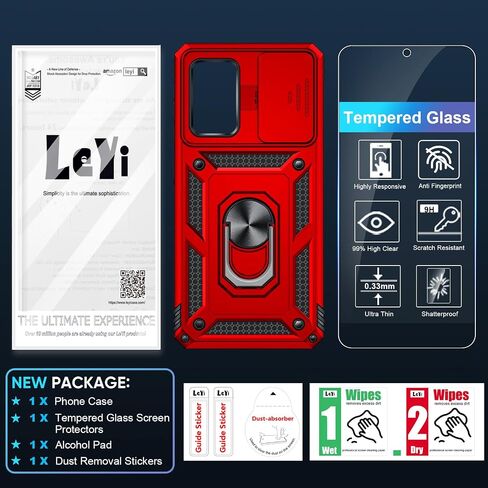 حالة الهاتف Leyi for Samsung Galaxy A52-5G: حالة هاتف Samsung A52 مع واقي الشاشة [زجاج مقبث] ، غطاء كاميرا مقاومة للغبار وعرة معدن مغناطيسي Forro Funda Para A 52 للرجال ، الأسود in Saudi Arabia