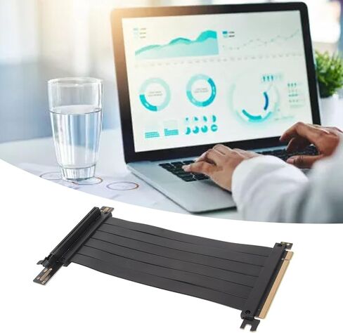 PCIE 3.0 X16 High Speed Flexible Extender Riser Cable Card Extension Cord Adapter Riser Card, Right Angle Connector (20cm) in Kuwait