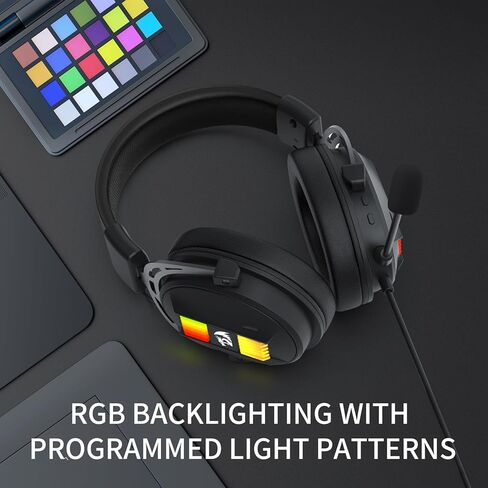 Redragon H375 سماعة ألعاب سلكية ، برامج تشغيل 53 مم 7.1 صوت محيطي ، ميكروفت إلغاء الضوضاء القابلة للفصل ، سماعة كمبيوتر USB مع RGB ، تصميم خفيف الوزن للكمبيوتر/الكمبيوتر المحمول/PS4 in Saudi Arabia