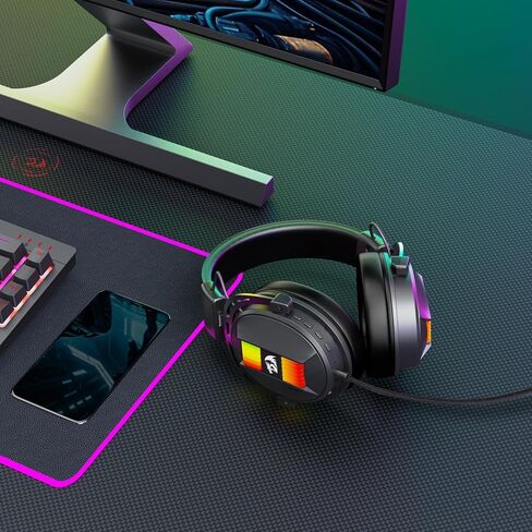 Redragon H375 سماعة ألعاب سلكية ، برامج تشغيل 53 مم 7.1 صوت محيطي ، ميكروفت إلغاء الضوضاء القابلة للفصل ، سماعة كمبيوتر USB مع RGB ، تصميم خفيف الوزن للكمبيوتر/الكمبيوتر المحمول/PS4 in Saudi Arabia