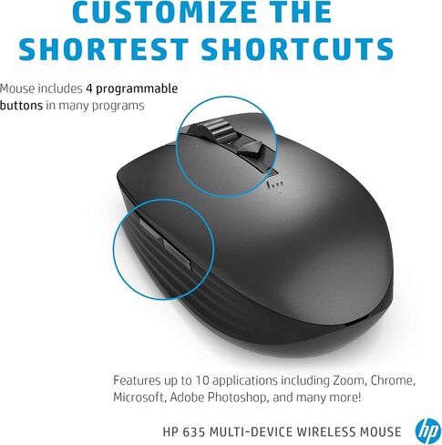 HP Wireless Multi -Device 635m Mouse - Mouse Mouse - Wireless - Bluetooth - Black - USB - 4 button (s) in Saudi Arabia