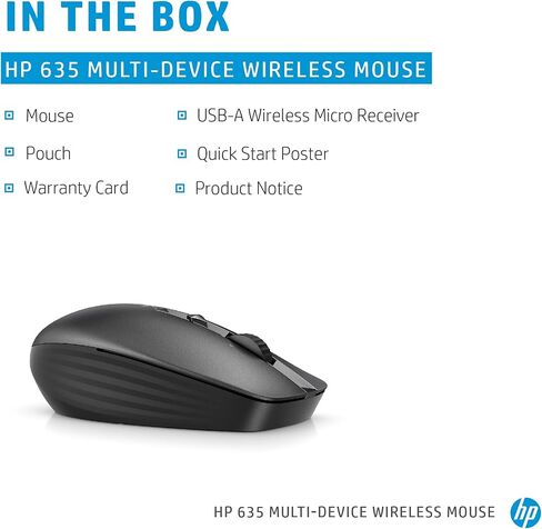 HP Wireless Multi -Device 635m Mouse - Mouse Mouse - Wireless - Bluetooth - Black - USB - 4 button (s) in Saudi Arabia