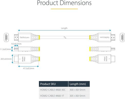 Startech.com 10ft (3M) كابل HDMI عالي السرعة معتمد in Saudi Arabia