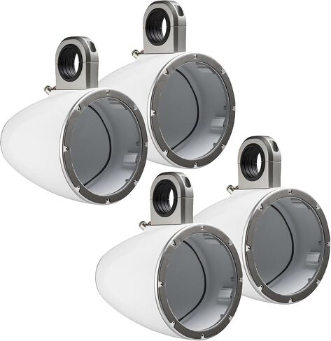 2 Pair (QTY 4) of Kicker KMTES 8" Weatherproof Marine Single Empty Tower Speaker Enclosures (White) in Saudi Arabia