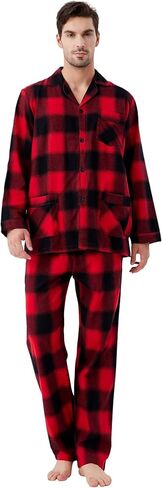 kolipajam Men's 100% Cotton Flannel Pajama Set Yarn Dyed Cozy Bottom with Pockets Drawstring waistband Winter PJs for Men in Saudi Arabia