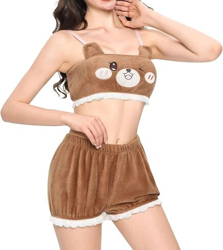 Landofgenie Womens Pajama Sets Shorts And Tank Top Loungewear Fuzzy Pajamas White Bunny Costume in Kuwait