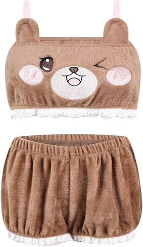 Landofgenie Womens Pajama Sets Shorts And Tank Top Loungewear Fuzzy Pajamas White Bunny Costume in Kuwait