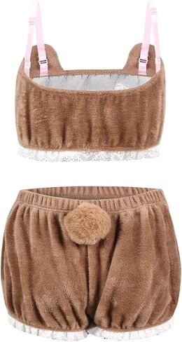 Landofgenie Womens Pajama Sets Shorts And Tank Top Loungewear Fuzzy Pajamas White Bunny Costume in Kuwait