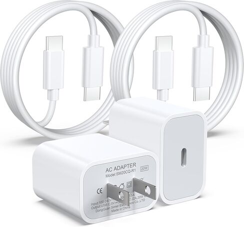 iPhone 16 Charger Fast Charging USB-C to USB-C, 3FT 20W PD Wall Adapter & Cable, Compatible with iPhone 16/16 Pro/16 Pro Max, iPhone 15/15 Plus/15 Pro/15 Pro Max, iPad Pro/Air/Mini (2 Pack) in Saudi Arabia