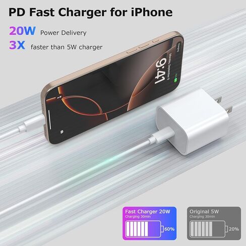 iPhone 16 Charger Fast Charging USB-C to USB-C, 3FT 20W PD Wall Adapter & Cable, Compatible with iPhone 16/16 Pro/16 Pro Max, iPhone 15/15 Plus/15 Pro/15 Pro Max, iPad Pro/Air/Mini (2 Pack) in Saudi Arabia