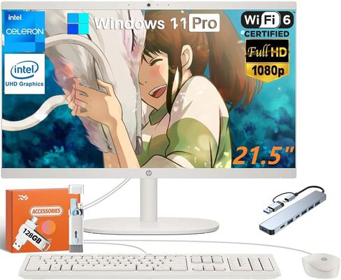 HP 2025 ALL-In-One PC DESKTOP ، 21.5 "عرض FHD ، معالج Intel Celeron J4025 ، 32 جيجابايت من ذاكرة الوصول العشوائي in Saudi Arabia