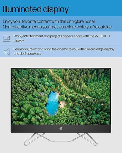 HP All-in-One Business All-in-One Desktop 2022 27" FHD 1920x1080 Intel Core i7-1255U 10-Core Intel Iris Xe Graphics, 16GB DDR4 2TB SSD +1TB HDD, Wi-Fi Bluetooth 5.2 Windows 11 Pro RJ-45 Black in Saudi Arabia