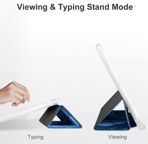 وردة زرقاء مع علبة بريق مع حامل القلم رفيع الخفيفة الوزن trifold موقف متوافق مع iPad mini 4/5/6 mini6 （8.3in） in Kuwait